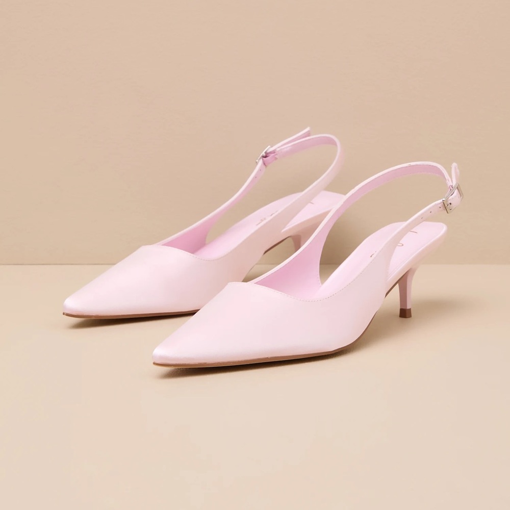 Lulus Women's Pink Slingback Kitten Heel Pumps - Picture 2 of 3